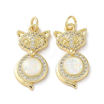 Brass Micro Pave Clear Cubic Zirconia Pendants KK-C045-12G-1