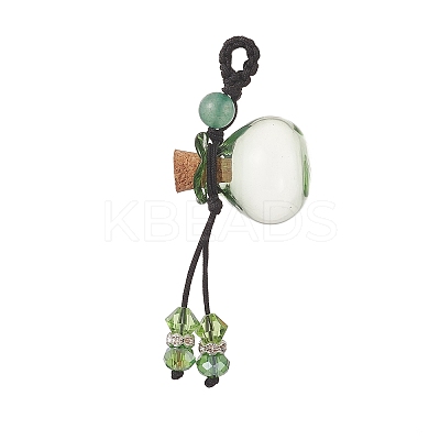 Lucky Bag Shape Glass Cork Bottle Pendants Decorations HJEW-TA00003-1