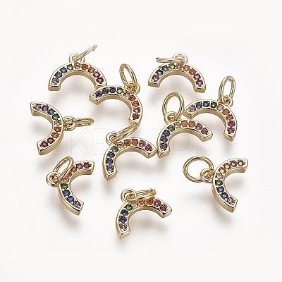 Brass Cubic Zirconia Charms LS-ZIRC-E162-14G-1