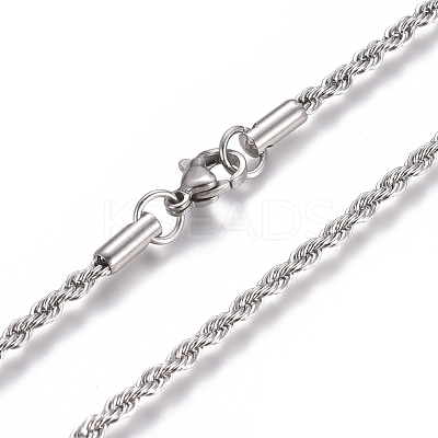 Non-Tarnish Unisex 304 Stainless Steel Rope Chain Necklaces X-STAS-D0002-33P-1