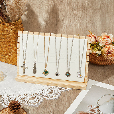 Bamboo Slant Back Necklace Organizer Display Stands NDIS-WH20004-01A-1