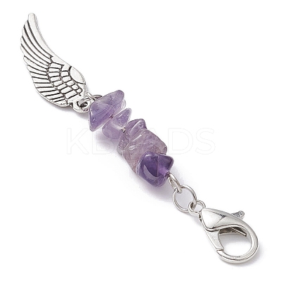 Natural & Synthetic Gemstone Chips Pendant Decorations HJEW-JM01147-1