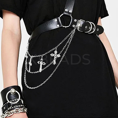1Pc Iron 3 Layer Cross Tassel Trousers Chains AJEW-SC0031-16-1