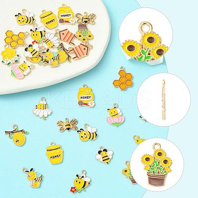 30Pcs 15 Styles Alloy Enamel Pendants ENAM-FS0003-88-1