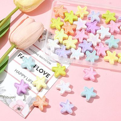 40Pcs UV Plating Opaque Acrylic Beads OACR-FS0002-26-1