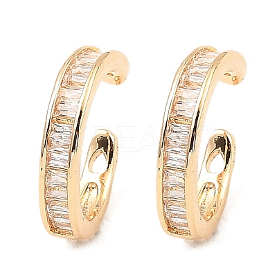 Brass with Cubic Zirconia Cuff Earrings EJEW-G362-01KCG-1