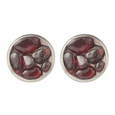Flat Round with Mixed Gemstone Chip Beads Stud Earrings for Girl Women EJEW-JE04669-1