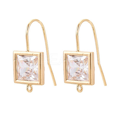 Brass Micro Pave Clear Cubic Zirconia Earring Hooks LS-KK-N267-36G-1