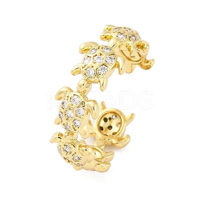 Brass Micro Pave Clear Cubic Zirconia Cuff Rings for Women RJEW-G345-01G-1