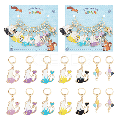 Alloy Enamel Pendant Locking Stitch Markers HJEW-AB00158-1