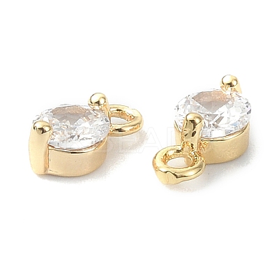 Brass Clear Cubic Zirconia Charms KK-B072-21G-1