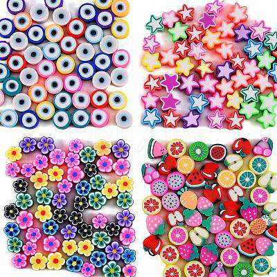 200Pcs 4 Styles Handmade Polymer Clay Beads CLAY-SZ0001-54-1