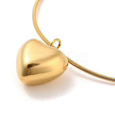Ion Plating(IP) 304 Stainless Steel Heart Pendant Necklace with Round Snake Chains for Women LS-NJEW-G085-13G-1