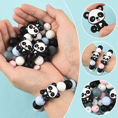 40Pcs 10 Styles Silicone Beads SIL-FS0001-27B-1