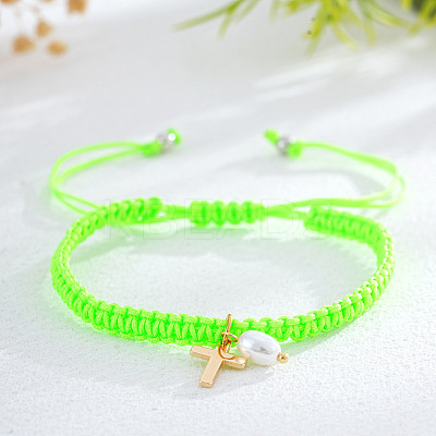 Brass & Imitation Pearl Charm Bracelets PJ9657-9-1