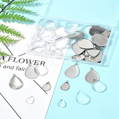 DIY Teardrop 304 Stainless Steel Pendant Making Kits DIY-FS0008-40-1