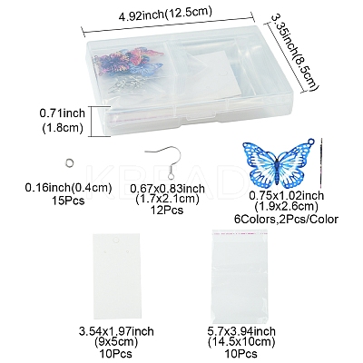 DIY Butterfly 430 Stainless Steel Etched Metal Embellishments Dangle Earring Jewelry Making Kits DIY-FS0007-46-1