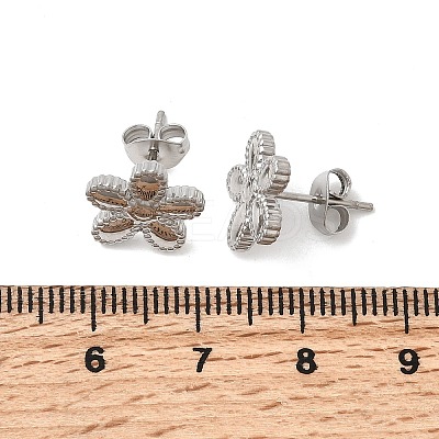 Flower 304 Stainless Steel Stud Earrings EJEW-G453-09P-1