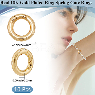 10Pcs Brass Spring Gate Rings KK-BBC0022-07A-1