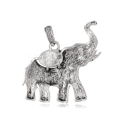 Antique Silver Plated Alloy Dyed Synthetic Turquoise Elephant Pendants LS-PALLOY-E402-01AS-1