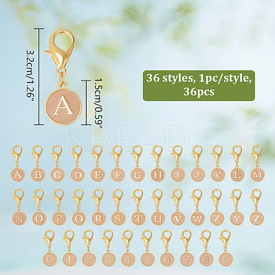 36Pcs 36 Style Alloy Enamel Pendant Stitch Markers HJEW-NB00037-1