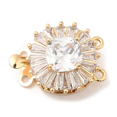 Brass Micro Pave Clear Cubic Zirconia Box Clasps KK-E052-01A-G01-1