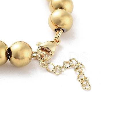202 Stainless Steel Round Beaded Bracelets for Men Women LS-BJEW-D034-01G-1