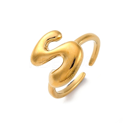 304 Stainless Steel Open Cuff Rings for Women LS-RJEW-M060-01G-19-1