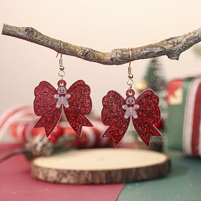 Christmas Theme Iron Acrylic Dangle Earrings FS-WGD1984-05-1