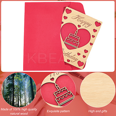 Birthday Wooden Greeting Cards DIY-CP0011-91E-1