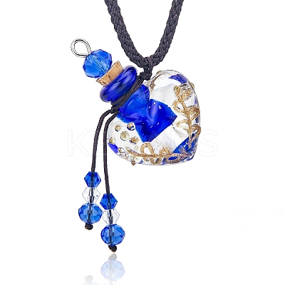 Baroque Style Heart Handmade Lampwork Perfume Essence Bottle Pendant Necklace PW-WG87634-02-1
