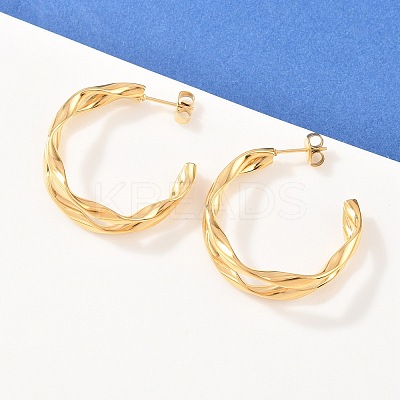 304 Stainless Steel Two-layer C-Shaped Stud Earrings EJEW-P324-11G-1