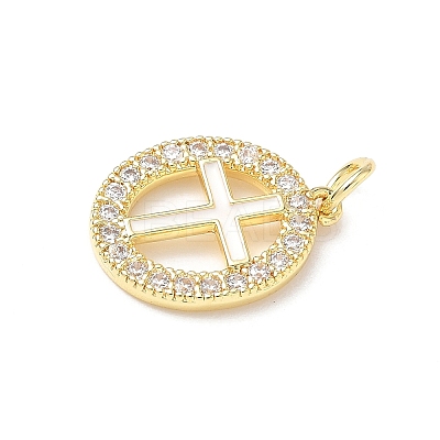 Brass Micro Pave Clear Cubic Zirconia & Enamel Pendants KK-L253-12G-03-1