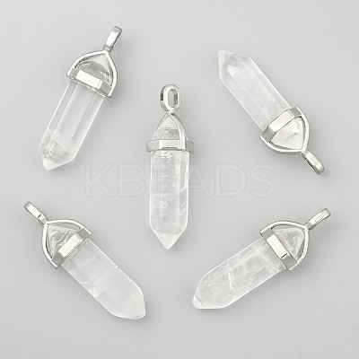 Natural Quartz Crystal Double Terminated Pointed Pendants X-G-F295-05P-1