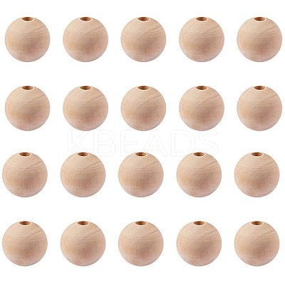Round Unfinished Wood Beads WOOD-PH0004-25mm-LF-1
