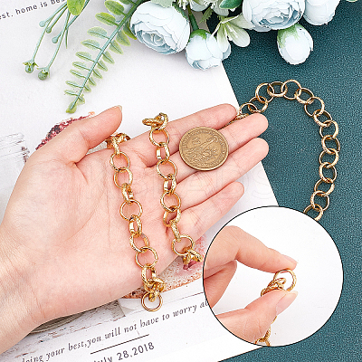 304 Stainless Steel Rolo Chains Necklaces NJEW-UN0001-15G-1