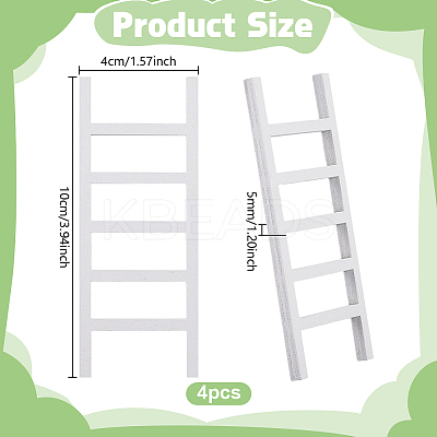 Wooden Ladder Miniature Ornaments LS-AJEW-WH0270-937-1