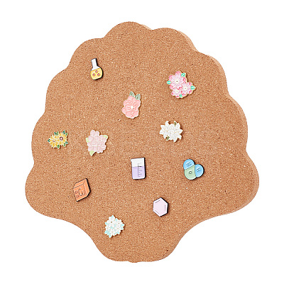 Shell Shape Wall Mounted Brooch Jewelry Display Cork Tray AJEW-WH0433-01B-1
