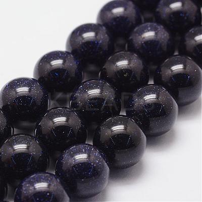 Synthetic Blue Goldstone Beads Strands G-N0178-03-12mm-1