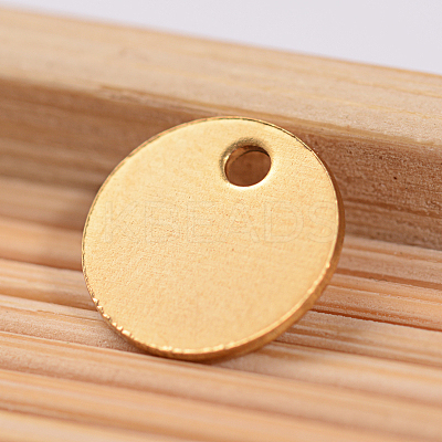 Ion Plating(IP) 304 Stainless Steel Stamping Blank Tag Flat Round Charms STAS-L159-08G-1