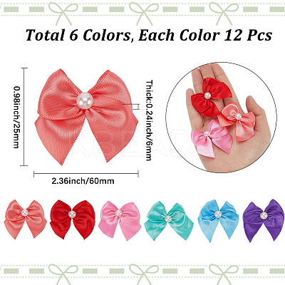 72Pcs 6 Colors Bowknot Polyester Ornament Accessories DIY-SP0003-60A-1
