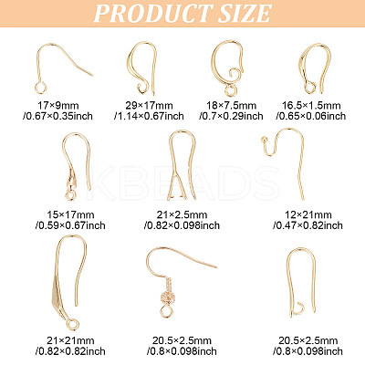 40Pcs 10 Styles Brass Earring Hooks DIY-GO0001-18-1
