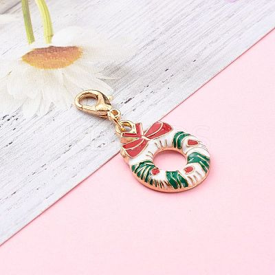 Christmas Theme Light Gold  Alloy Enamel Pendants X1-HJEW-JM00470-1