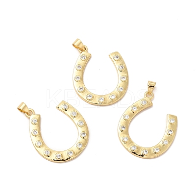 Rack Plating Brass Micro Pave Cubic Zirconia Pendants KK-B068-19G-1