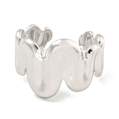 Non-Tarnish Wave 304 Stainless Steel Open Cuff Finger Rings for Women RJEW-P114-01P-1