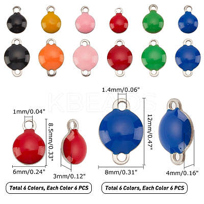 72Pcs 12 Style Ion Plating(IP) 304 Stainless Steel Enamel Links/Connectors and Charms STAS-UN0032-11-1