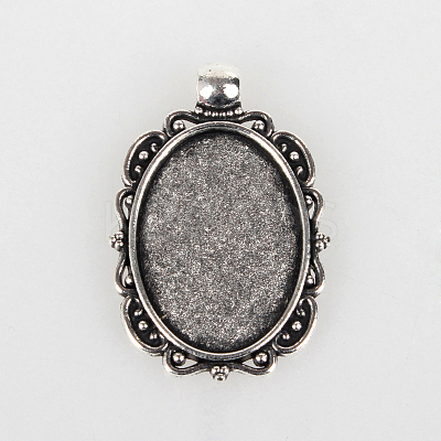 Vintage Tibetan Style Alloy Pendant Cabochon Bezel Settings X-TIBEP-O006-51AS-1