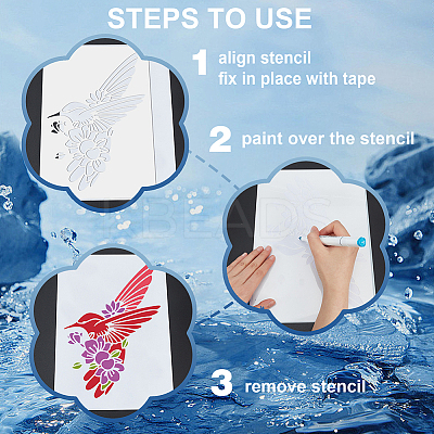 1 Set PET Hollow Out Drawing Painting Stencils DIY-MA0003-15-1