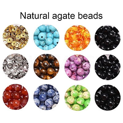 DIY Round Mixed Stone Beads Bracelet Making Kit DIY-YW0004-97-1