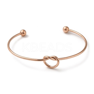 Ion Plating(IP) 304 Stainless Steel Knot Cuff Bangles for Women BJEW-M233-04RG-1